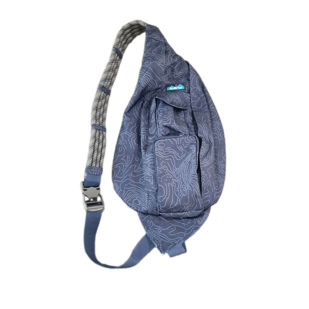 Kavu Rope Sling Bag Navy Topographic Pattern